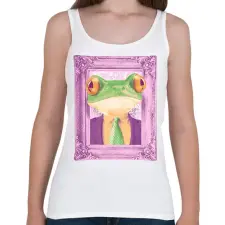 PRINTFASHION Béka kép - Női atléta - Fehér női trikó