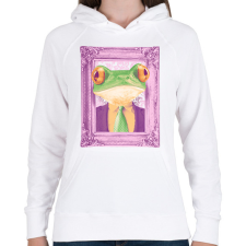 PRINTFASHION Béka kép - Női kapucnis pulóver - Fehér női pulóver, kardigán