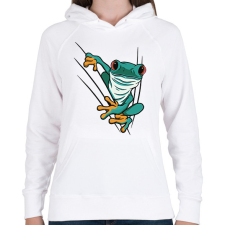 PRINTFASHION Béka - Női kapucnis pulóver - Fehér női pulóver, kardigán