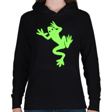 PRINTFASHION Béka - Női kapucnis pulóver - Fekete női pulóver, kardigán