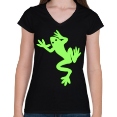PRINTFASHION Béka - Női V-nyakú póló - Fekete