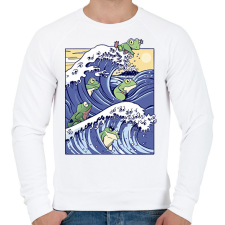 PRINTFASHION Békák a vízben - Férfi pulóver - Fehér férfi pulóver, kardigán