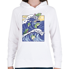 PRINTFASHION Békák a vízben - Női kapucnis pulóver - Fehér