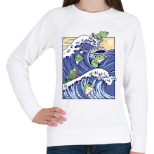 PRINTFASHION Békák a vízben - Női pulóver - Fehér női pulóver, kardigán