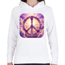 PRINTFASHION Békejel - Női kapucnis pulóver - Fehér női pulóver, kardigán