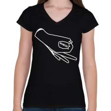 PRINTFASHION Belenéztél! - Női V-nyakú póló - Fekete női póló