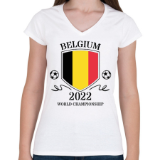 PRINTFASHION Belgium 2022 - Női V-nyakú póló - Fehér női póló