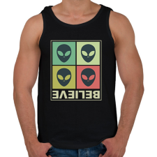 PRINTFASHION Believe - Aliens - Férfi atléta - Fekete atléta, trikó