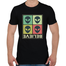 PRINTFASHION Believe - Aliens - Férfi póló - Fekete férfi póló