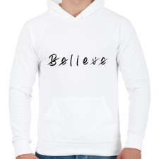 PRINTFASHION Believe - Férfi kapucnis pulóver - Fehér férfi pulóver, kardigán
