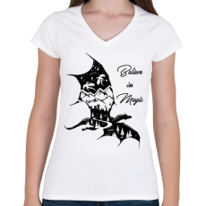 PRINTFASHION Believe in magic - Női V-nyakú póló - Fehér