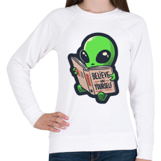 PRINTFASHION Belive in yourself - ufo - Női pulóver - Fehér