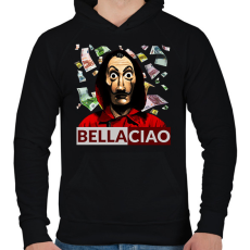 PRINTFASHION Bella Ciao - Férfi kapucnis pulóver - Fekete