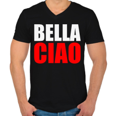 PRINTFASHION Bella ciao - Férfi V-nyakú póló - Fekete