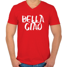 PRINTFASHION Bella ciao graffiti fehér - Férfi V-nyakú póló - Piros férfi póló