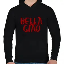 PRINTFASHION Bella ciao graffiti piros - Férfi kapucnis pulóver - Fekete férfi pulóver, kardigán