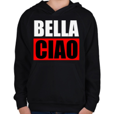 PRINTFASHION Bella ciao - Gyerek kapucnis pulóver - Fekete gyerek pulóver, kardigán