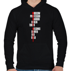 PRINTFASHION Bella Ciao - Nagy Pénzrablás - Money Heist - Casa de Papel - Férfi kapucnis pulóver - Fekete