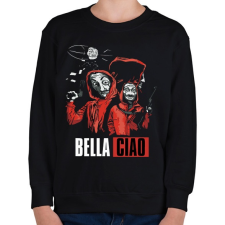 PRINTFASHION Bella Ciao - Nagy Pénzrablás - Money Heist - Casa de Papel - Gyerek pulóver - Fekete gyerek pulóver, kardigán