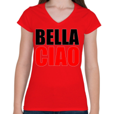 PRINTFASHION Bella ciao - Női V-nyakú póló - Piros