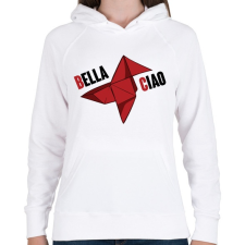 PRINTFASHION Bella Ciao origami - Női kapucnis pulóver - Fehér női pulóver, kardigán