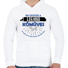 PRINTFASHION Béna pólót kaptam - Kőműves - Férfi kapucnis pulóver - Fehér