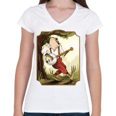 PRINTFASHION Bendzszó béka - Női V-nyakú póló - Fehér