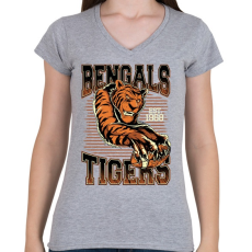 PRINTFASHION Bengáli tigris - Női V-nyakú póló - Sport szürke