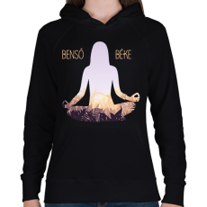 PRINTFASHION Benső béke - Meditáló nő - Női kapucnis pulóver - Fekete