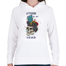 PRINTFASHION Beragadt a fejembe - Női kapucnis pulóver - Fehér