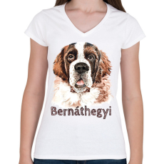 PRINTFASHION Bernáthegyi - Női V-nyakú póló - Fehér
