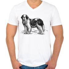 PRINTFASHION Bernáthegyi kutya rajz - Férfi V-nyakú póló - Fehér férfi póló