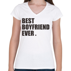 PRINTFASHION Best boyfriend - Női V-nyakú póló - Fehér