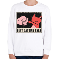 PRINTFASHION Best Cat Dad Ever - Gyerek pulóver - Fehér gyerek pulóver, kardigán
