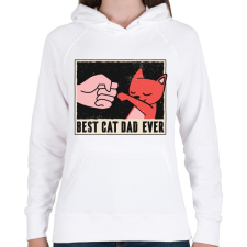 PRINTFASHION Best Cat Dad Ever - Női kapucnis pulóver - Fehér női pulóver, kardigán