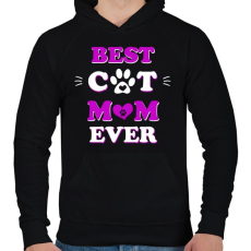PRINTFASHION Best Cat  - Férfi kapucnis pulóver - Fekete