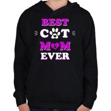 PRINTFASHION Best Cat  - Gyerek kapucnis pulóver - Fekete