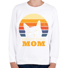 PRINTFASHION Best Cat Mom Ever - Gyerek pulóver - Fehér gyerek pulóver, kardigán