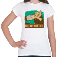 PRINTFASHION Best Cat Mom Ever - Női póló - Fehér női póló