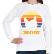 PRINTFASHION Best Cat Mom Ever - Női pulóver - Fehér női pulóver, kardigán