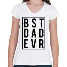 PRINTFASHION Best Dad Ever - Női V-nyakú póló - Fehér női póló
