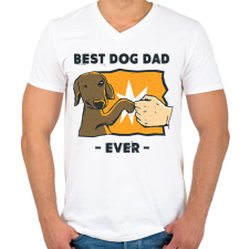 PRINTFASHION Best dog dad ever - Férfi V-nyakú póló - Fehér férfi pulóver, kardigán