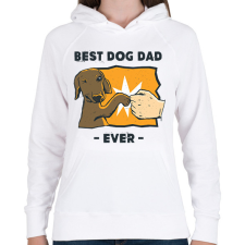 PRINTFASHION Best dog dad ever - Női kapucnis pulóver - Fehér női pulóver, kardigán