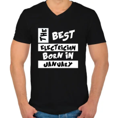 PRINTFASHION Best Electrician Born in January - Férfi V-nyakú póló - Fekete