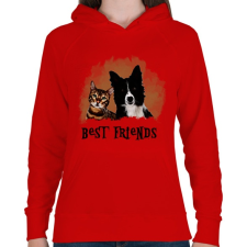PRINTFASHION best freinds - Női kapucnis pulóver - Piros női pulóver, kardigán