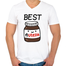 PRINTFASHION Best Friends - Nutellás kenyér 1 - Férfi V-nyakú póló - Fehér férfi póló