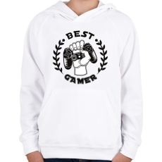 PRINTFASHION Best Gamer - Gyerek kapucnis pulóver - Fehér