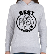 PRINTFASHION Best gamer - Női kapucnis pulóver - Sport szürke női pulóver, kardigán