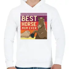 PRINTFASHION Best Horse Mom Ever - Férfi kapucnis pulóver - Fehér női pulóver, kardigán