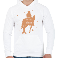 PRINTFASHION Best in the west - Férfi kapucnis pulóver - Fehér